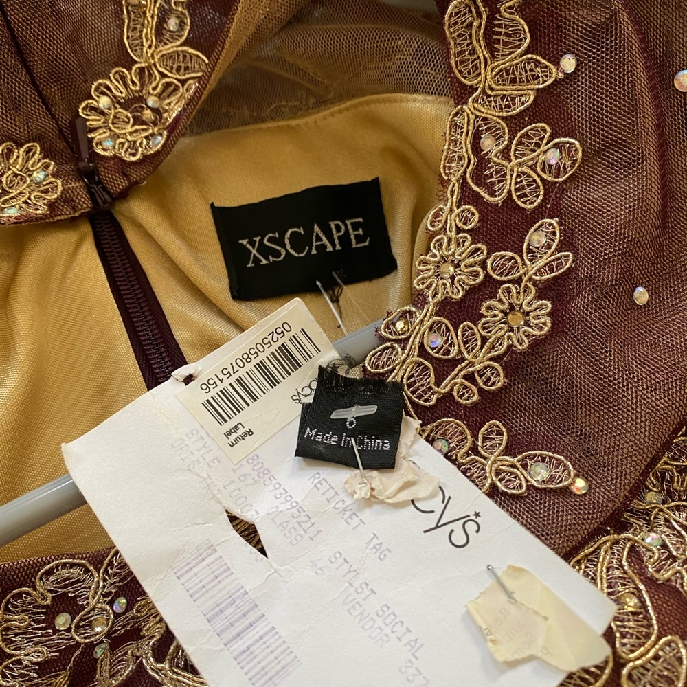 Xscape purple/gold long sleeve dress - Picture 6 of 8